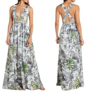 AGUA BENDITA Makera Naturalia Floral Jungle Animal Maxi Dress L